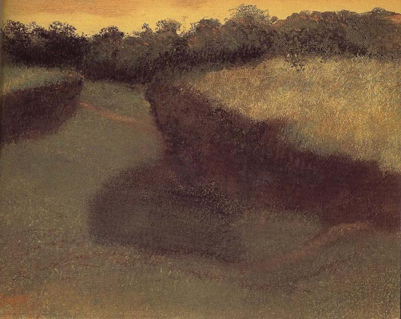 Edgar Degas Cornfield and tree line oil painting image